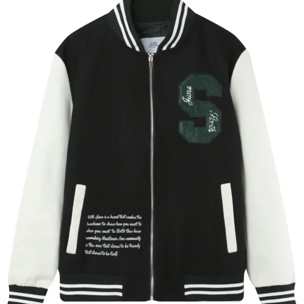 Veste Teddy Universitaire Noir