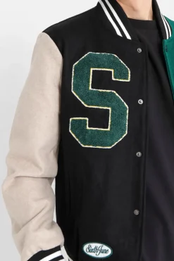 Veste Universitaire Bicolore Noir