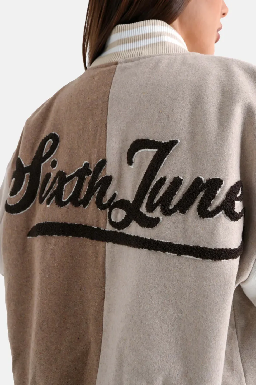 Veste Universitaire Bicolore Beige