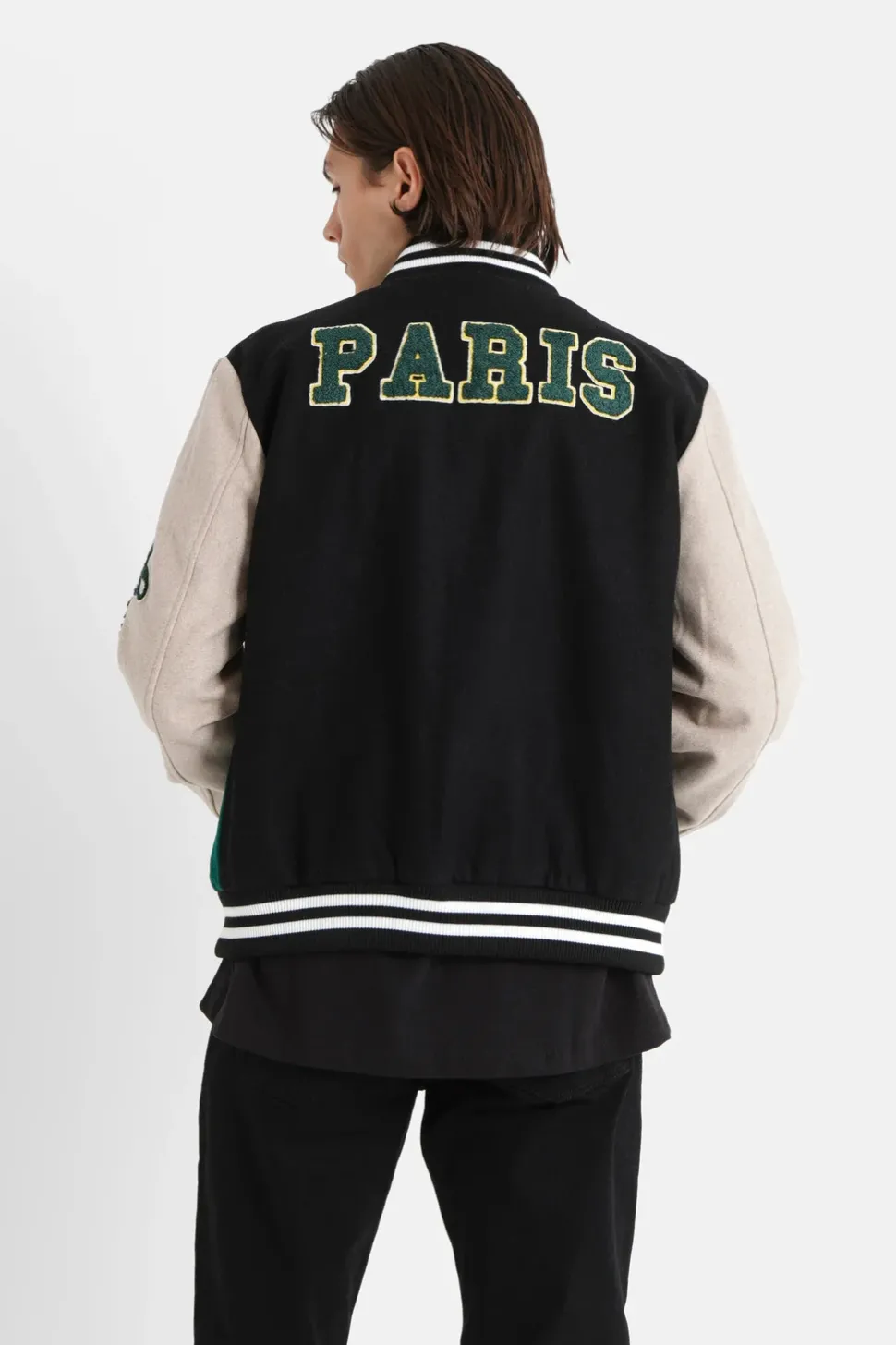 Veste Universitaire Bicolore Noir