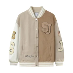 Veste Universitaire Bicolore Beige
