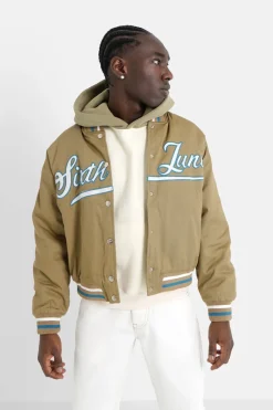 Veste Universitaire Brodee Vert Kaki