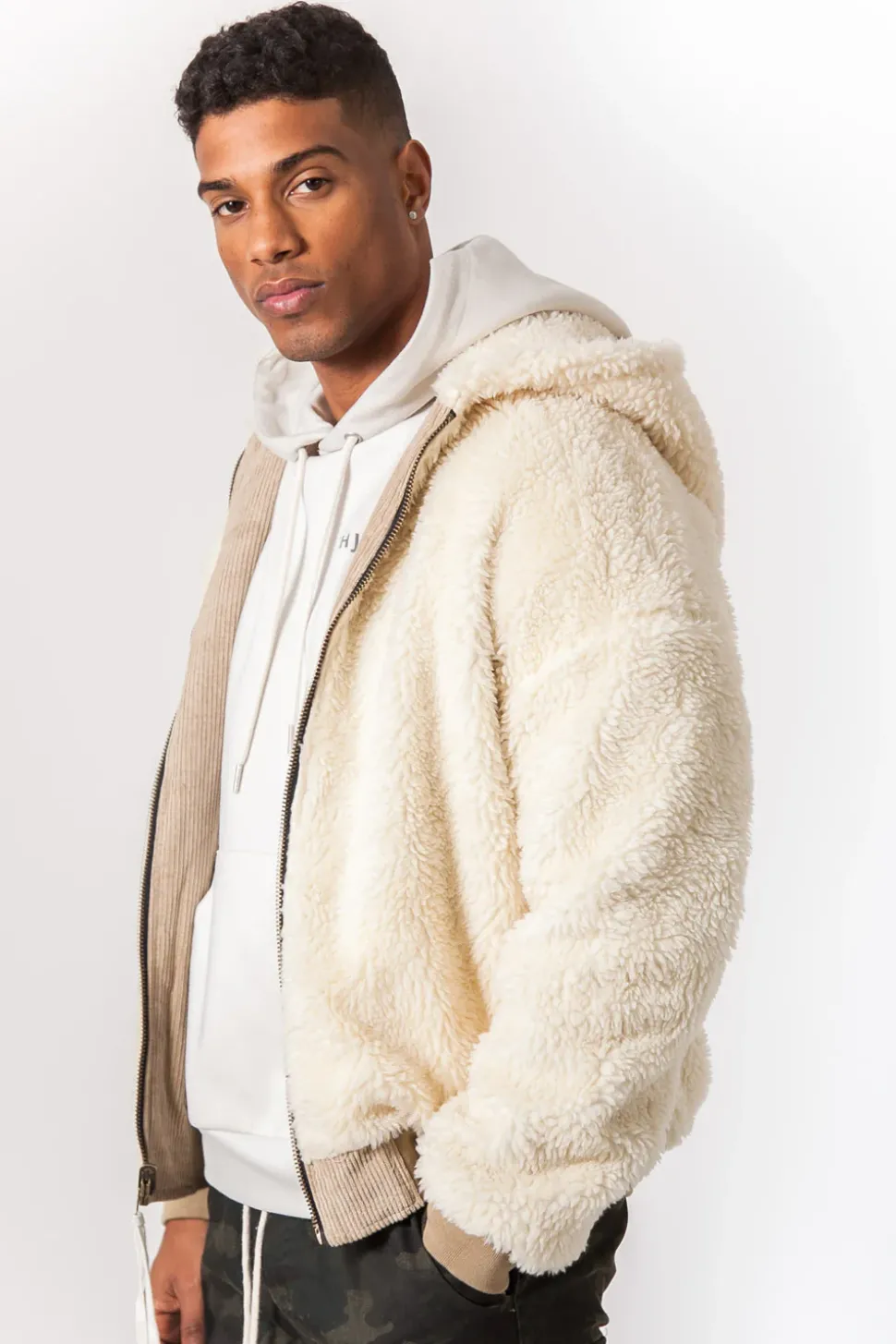 Veste Velours Sherpa Reversible Beige